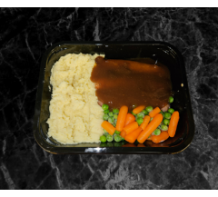 Home Made Sausage, Mash, Gravy & Peas and carrots